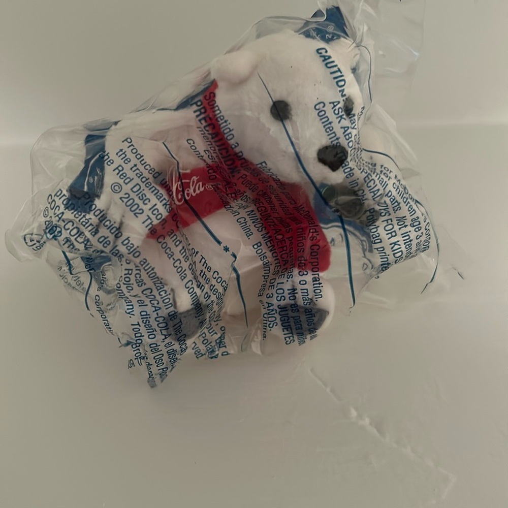 Vintage 2002 Coca Cola Holiday Polar Bear Plush New Unopened NIP McDonalds